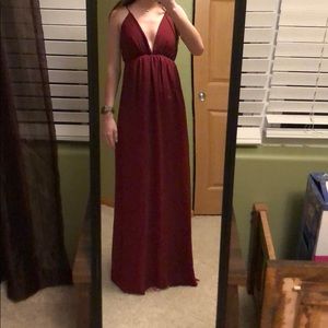 Wine colored maxi dress with side slits